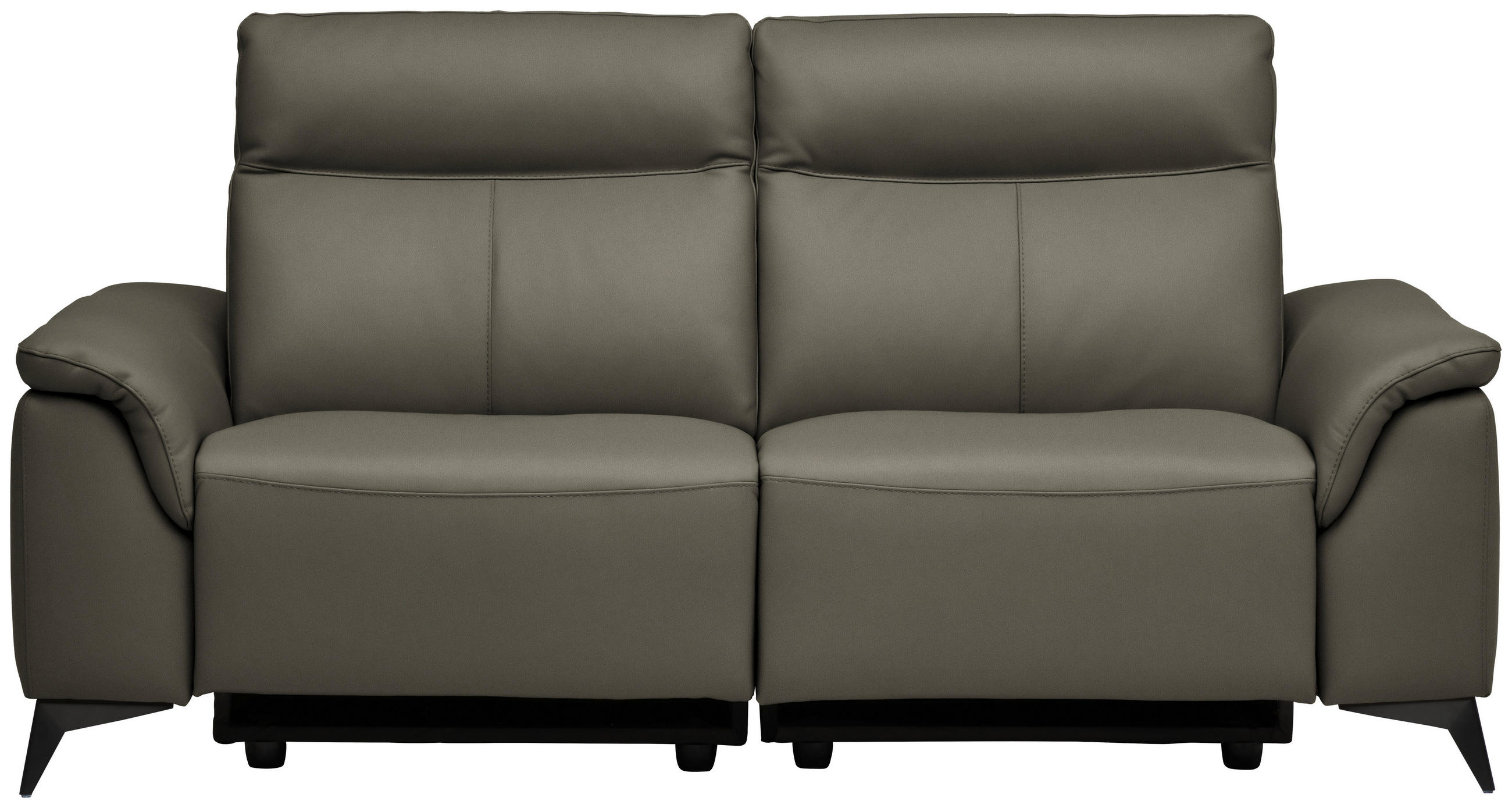 3-SITZER-SOFA Echtleder Grau  - Schwarz/Grau, Design, Leder/Metall (207/107/98cm) - Belluti