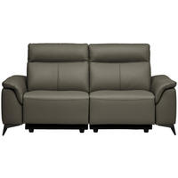 3-SITZER-SOFA Echtleder Grau  - Schwarz/Grau, Design, Leder/Metall (207/107/98cm) - Belluti