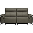 3-SITZER-SOFA  in Echtleder Grau   - Schwarz/Grau, Design, Leder/Metall (207/107/98cm) - Belluti