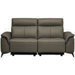 3-SITZER-SOFA  in Echtleder Grau   - Schwarz/Grau, Design, Leder/Metall (207/107/98cm) - Belluti