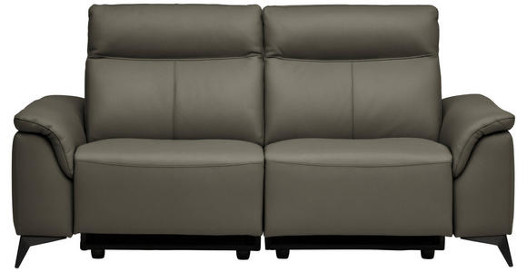 3-SITZER-SOFA  in Echtleder Grau   - Schwarz/Grau, Design, Leder/Metall (207/107/98cm) - Belluti