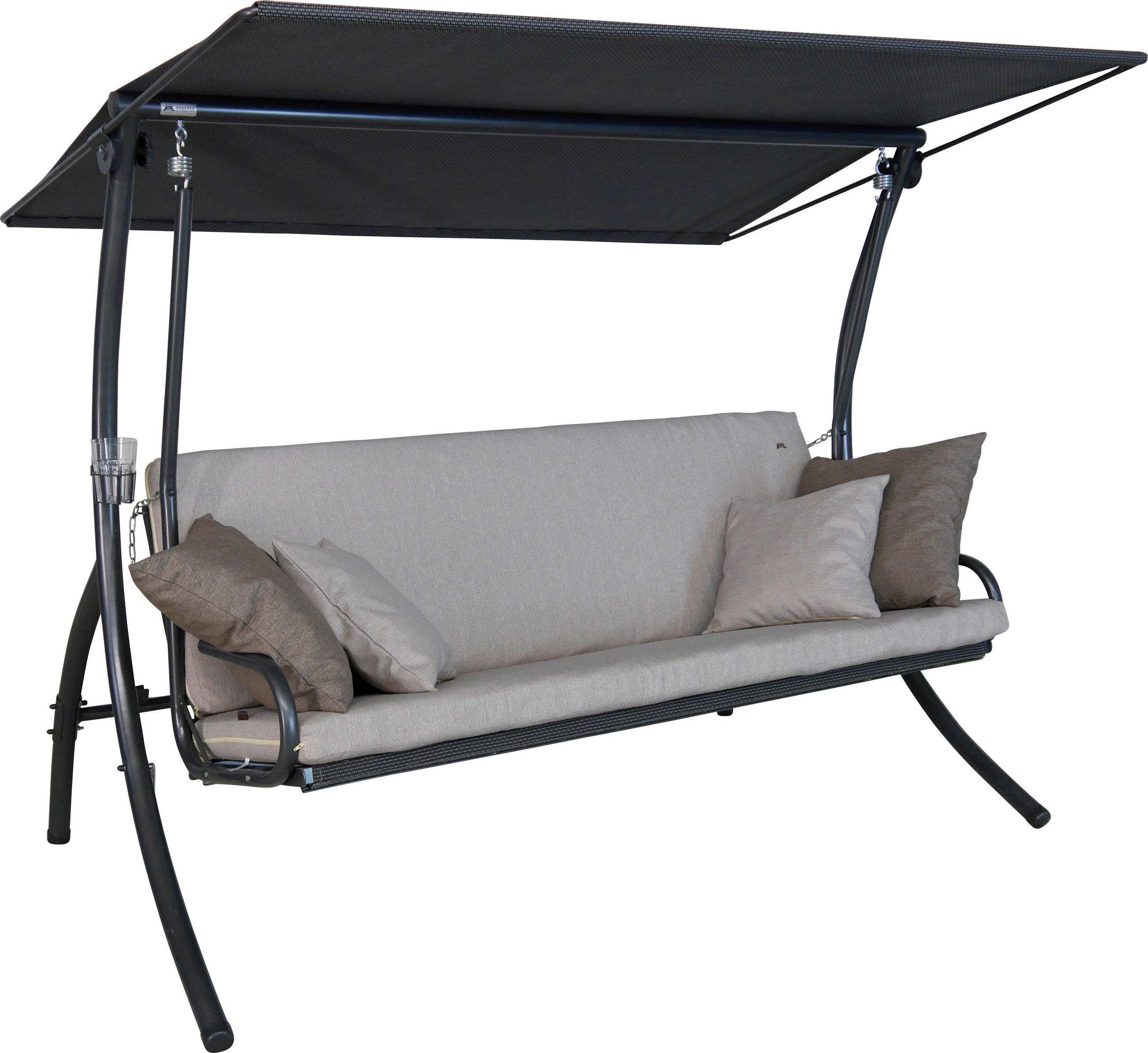 HOLLYWOODSCHAUKEL 210/160/145 cm Grau, Sandfarben  - Sandfarben/Dunkelgrau, Basics, Textil/Metall (210/160/145cm) - Boxxx