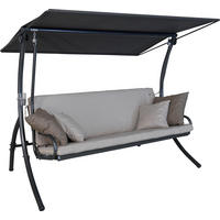 HOLLYWOODSCHAUKEL 210/160/145 cm Grau, Sandfarben  - Sandfarben/Dunkelgrau, Basics, Textil/Metall (210/160/145cm) - Boxxx