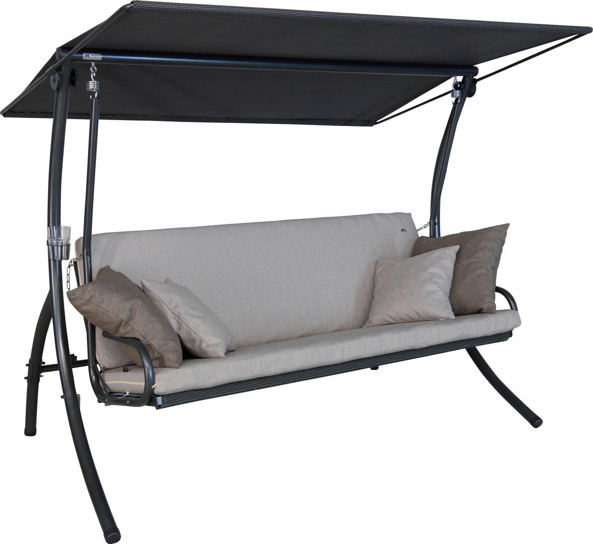 HOLLYWOODSCHAUKEL 210/160/145 cm Grau, Sandfarben  - Sandfarben/Dunkelgrau, Basics, Textil/Metall (210/160/145cm) - Boxxx