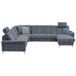 WOHNLANDSCHAFT  in Chenille Dunkelblau  - Alufarben/Dunkelblau, Design, Textil/Metall (265/333/170cm) - Dieter Knoll