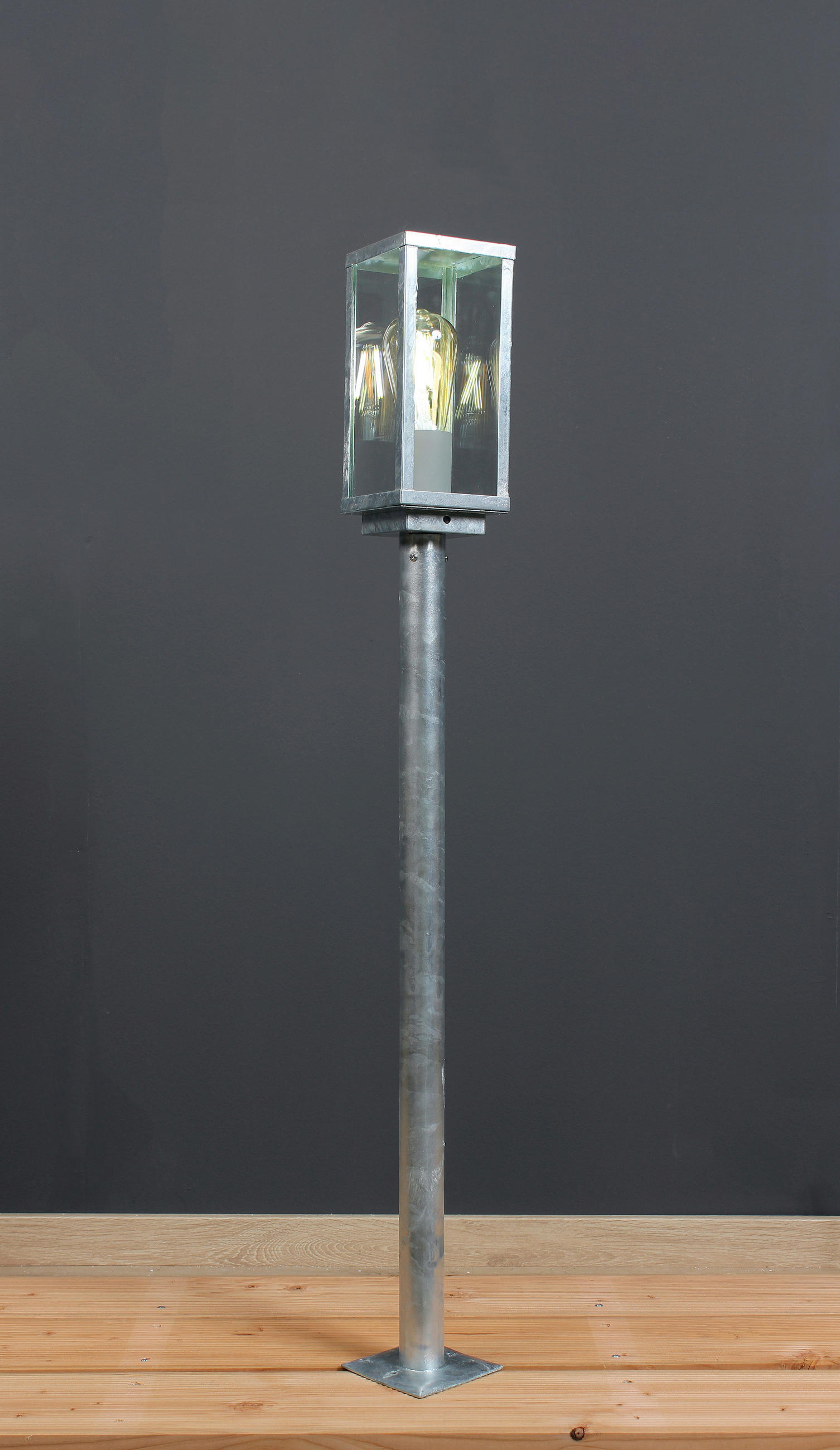 WEGELEUCHTE Karo   - Klar/Zinkfarben, Basics, Glas/Metall (100/11/11cm)
