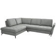 ECKSOFA in Flachgewebe Hellgrau  - Hellgrau/Schwarz, Natur, Textil/Metall (233/288cm) - Valnatura