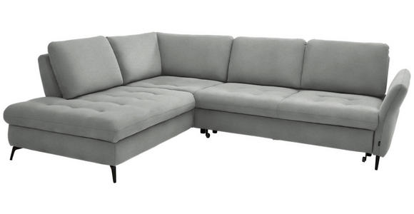 ECKSOFA in Flachgewebe Hellgrau  - Hellgrau/Schwarz, Natur, Textil/Metall (233/288cm) - Valnatura