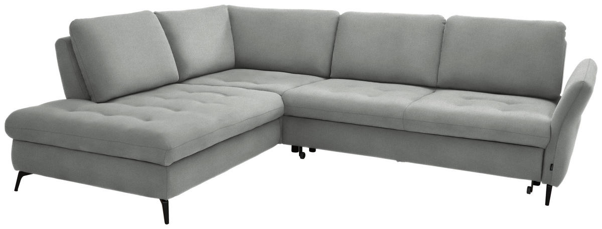 ECKSOFA in Flachgewebe Hellgrau  - Hellgrau/Schwarz, Natur, Textil/Metall (233/288cm) - Valnatura