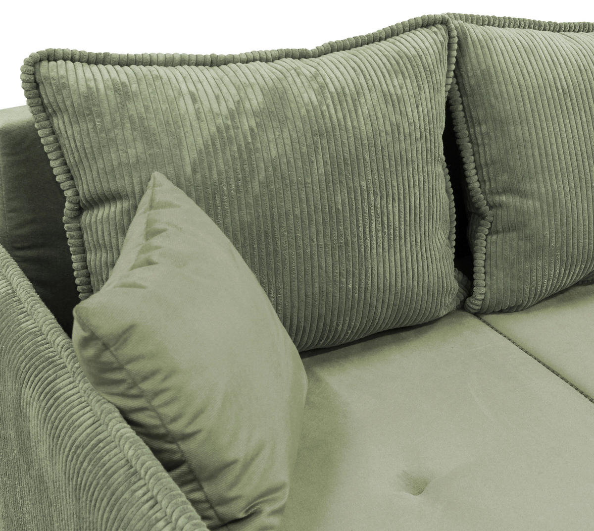 ECKSOFA TEDDY Mintgrün Cord, Bouclé Zierkissen, Rückenkissen, Bettkasten  - Naturfarben/Mintgrün, Design, Holz/Textil (142/215cm) - MID.YOU