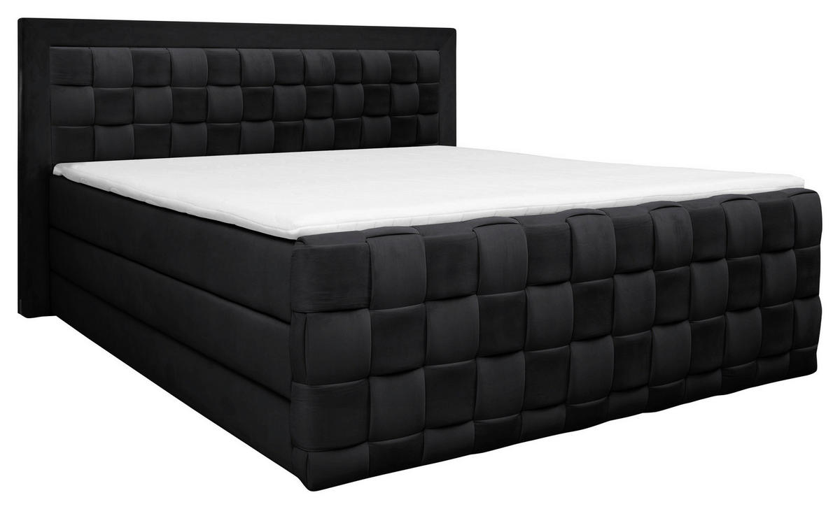 BOXSPRINGBETT 140/200 cm  in Schwarz  - Schwarz, MODERN, Textil (140/200cm) - Livetastic
