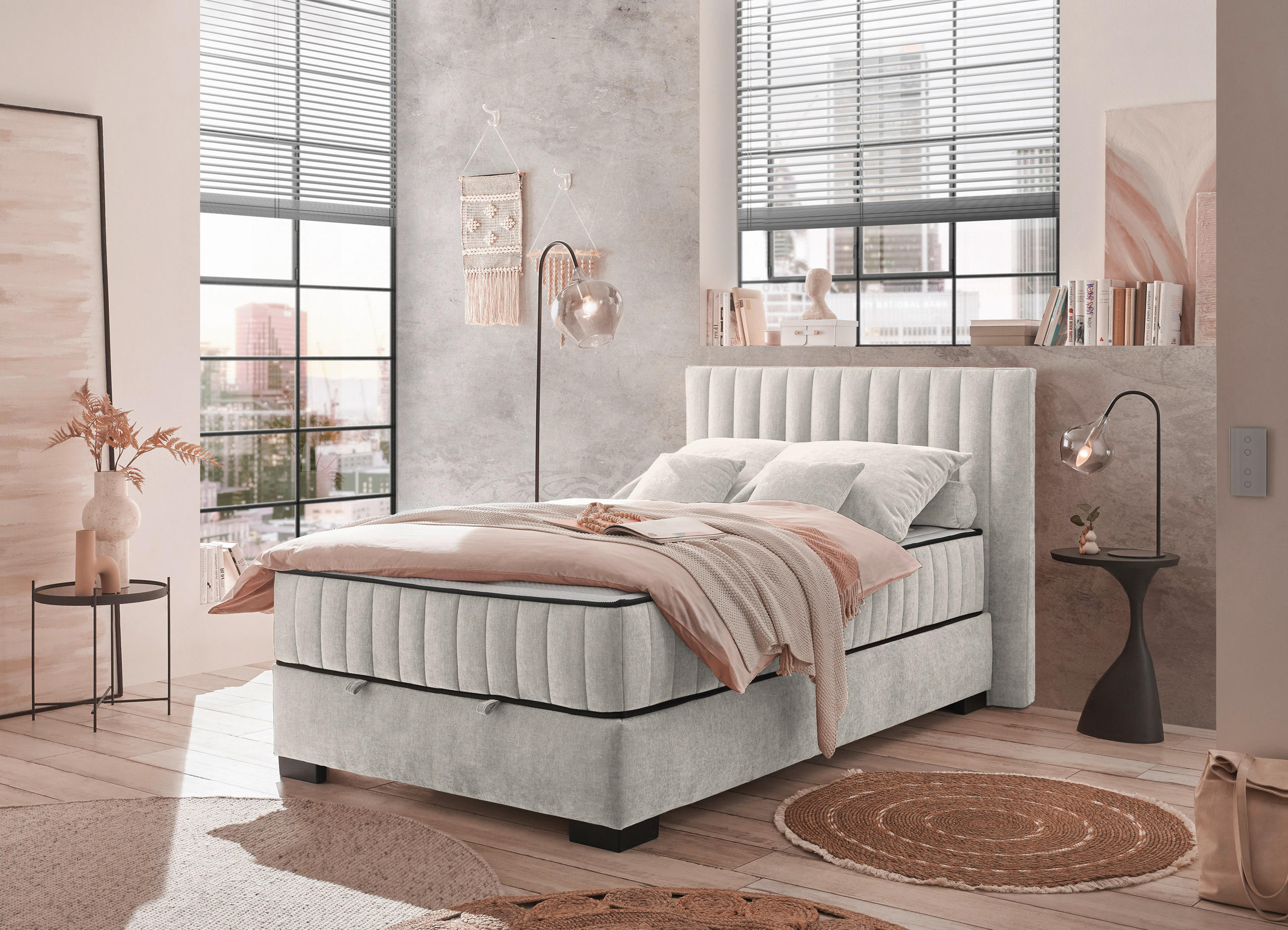 BOXBETT 120/200 cm  in Beige  - Beige/Schwarz, Modern, Holzwerkstoff/Kunststoff (120/200cm) - MID.YOU