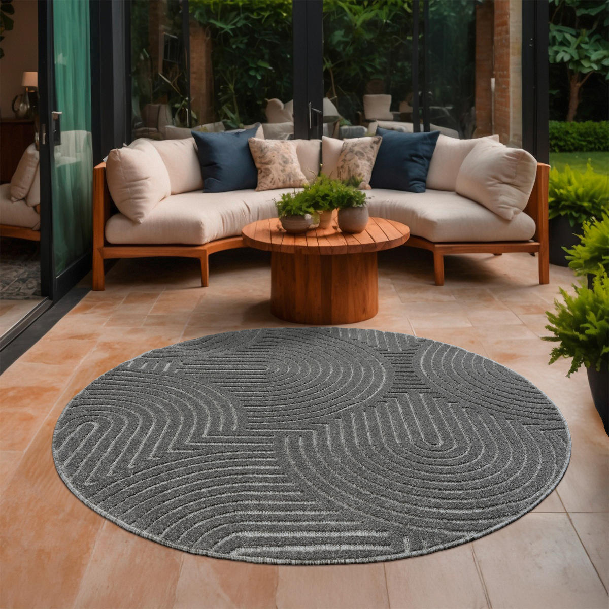 OUTDOORTEPPICH 150 cm Berlin Grau  - Grau, Basics, Kunststoff/Textil (150cm) - Novel