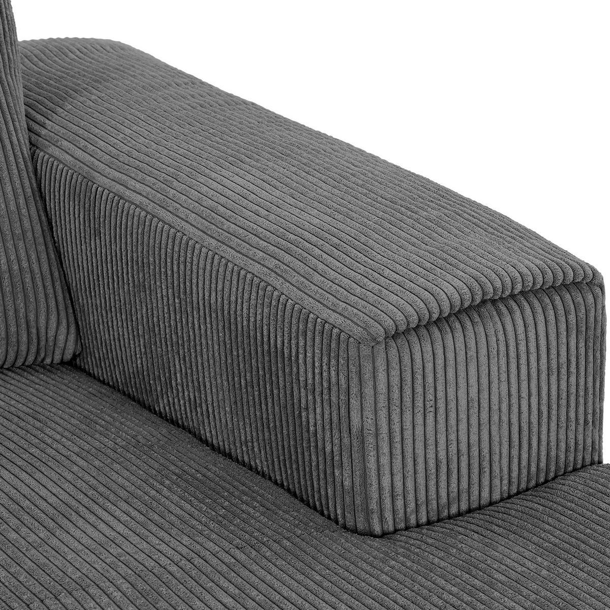 ECKSOFA in Cord Dunkelgrau  - Dunkelgrau/Schwarz, Konventionell, Textil/Metall (285/170cm) - Carryhome