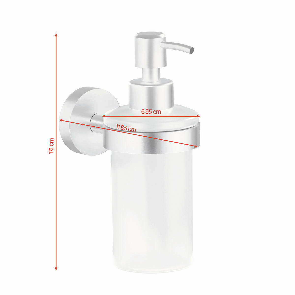 SEIFENSPENDER MOON  - Edelstahlfarben/Weiß, Basics, Glas/Metall (11,8/17,1/6,95cm) - Tesa