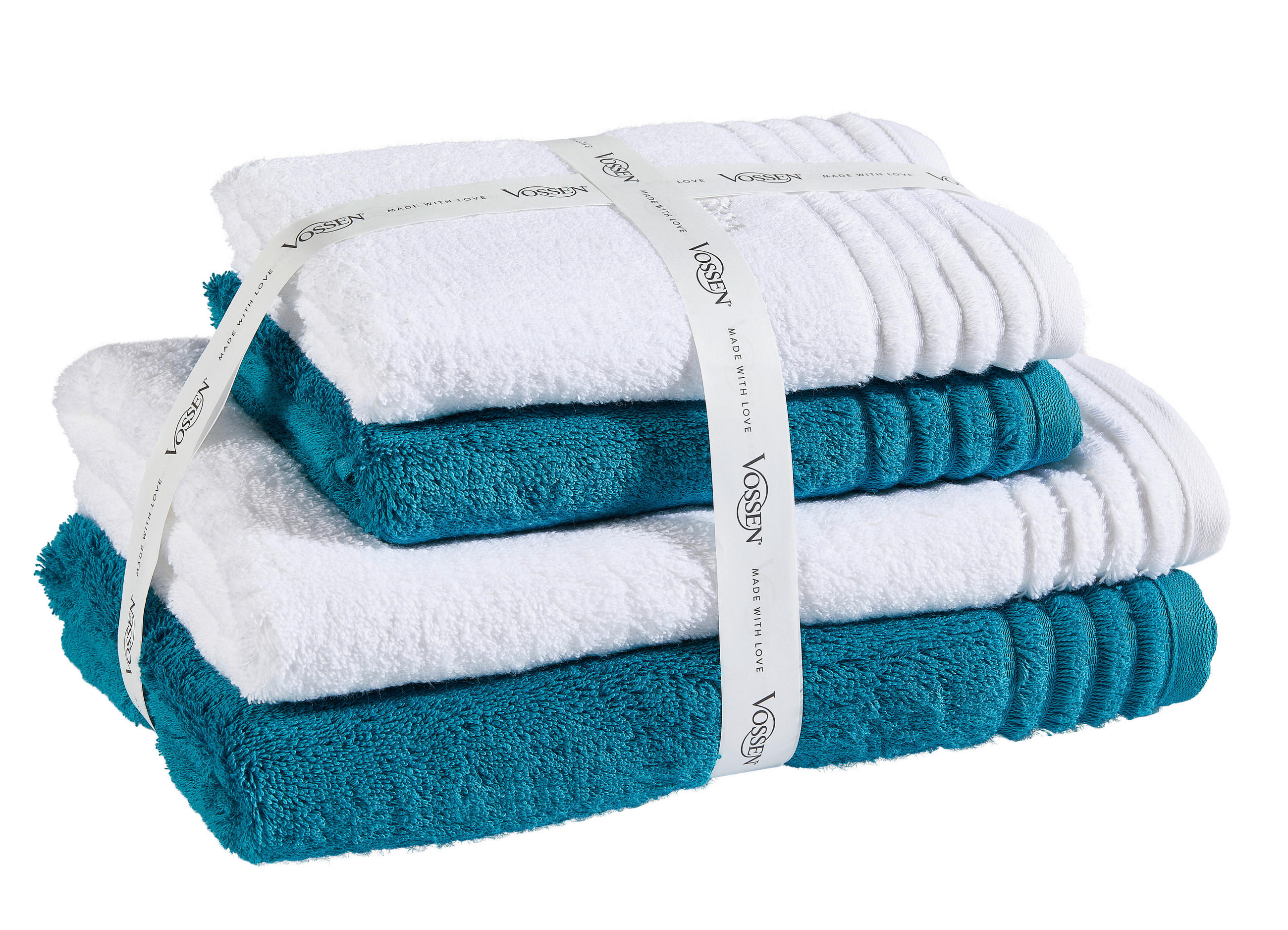 FROTTIERSET SET VIENNA STYLE Grün, Weiß 4-teilig  - Weiß/Grün, Basics, Textil - Vossen