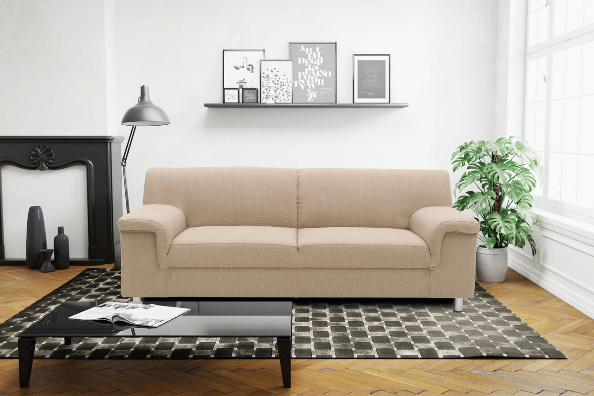 2-SITZER-SOFA in Webstoff Beige  - Chromfarben/Beige, KONVENTIONELL, Textil/Metall (145/72/80cm) - MID.YOU