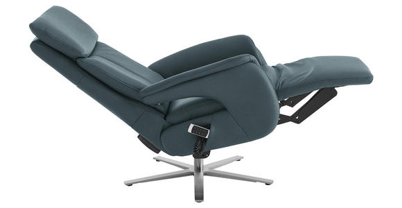 RELAXSESSEL in Leder Blaugrau - Edelstahlfarben/Blaugrau, Design, Leder/Metall (70/124/85cm) - Cantus