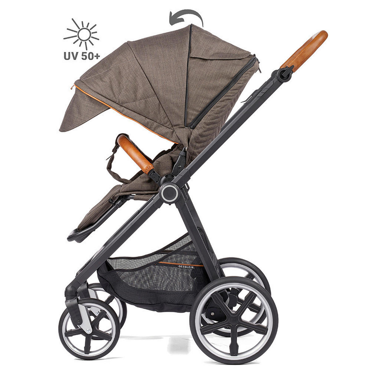 KINDERWAGENSET Fusion Panorama Lyx Set inkl. Wickeltasche  - Schwarz/Mokka, Basics, Metall (57/129/100cm) - Gesslein