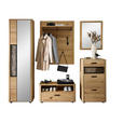 GARDEROBE  in 240/205/39 cm  - Wildeiche/Schwarz, Basics, Glas/Holz (240/205/39cm) - Linea Natura