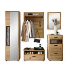 GARDEROBE  in 240/205/39 cm  - Wildeiche/Schwarz, Basics, Glas/Holz (240/205/39cm) - Linea Natura