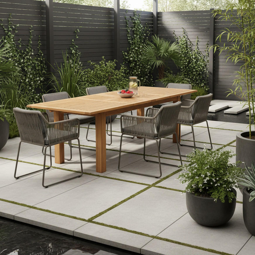 Gardenson Gartentisch Natur 100x75x180-260 cm