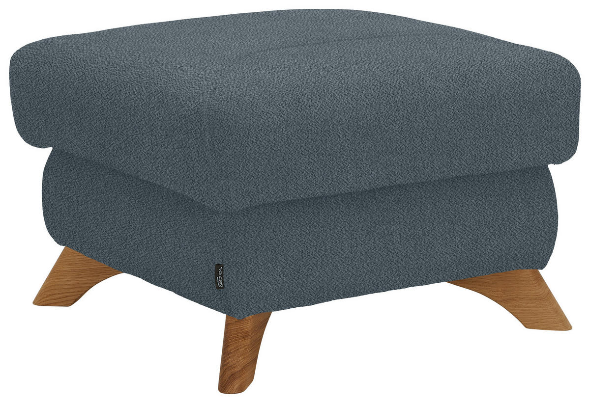 HOCKER MERCURY Flachgewebe Blau  - Blau/Eichefarben, MODERN, Holz/Textil (65/47/65cm) - Valnatura