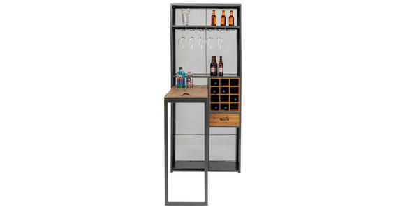 BARSCHRANK in Grau, Naturfarben  - Naturfarben/Grau, Design, Holz/Metall (80/201/38-134,5cm) - Ambia Home