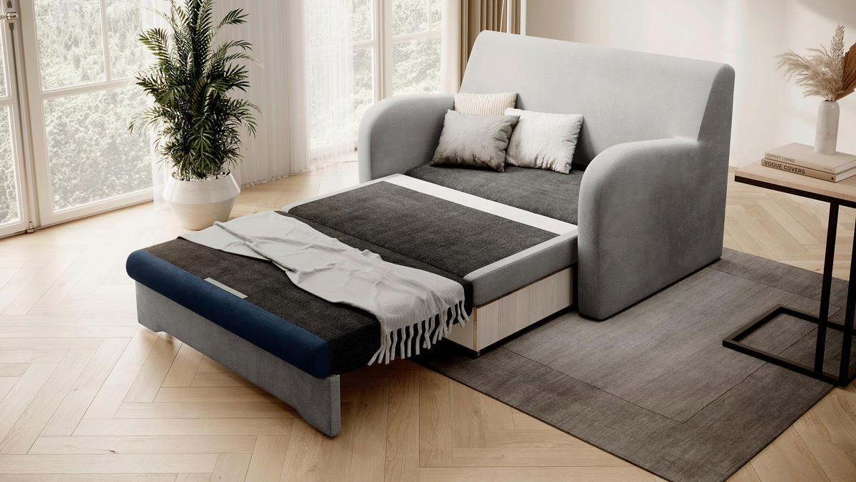 SCHLAFSOFA in Textil Anthrazit, Blau  - Blau/Anthrazit, Design, Kunststoff/Textil (244/97/97cm) - MID.YOU