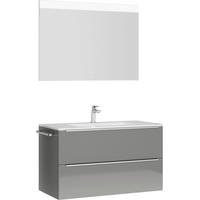 BADEZIMMER 3-teilig  in 101 cm  - Schieferfarben/Edelstahlfarben, MODERN, Holzwerkstoff/Stein (101cm) - Nobilia