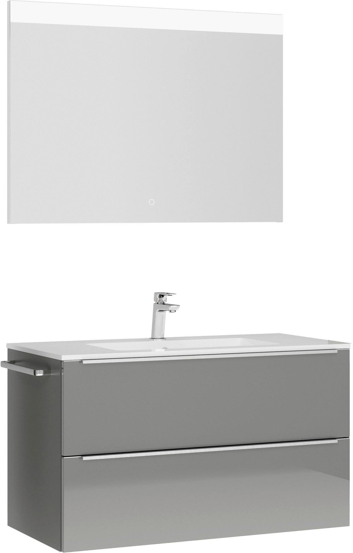 BADEZIMMER 3-teilig  in 101 cm  - Schieferfarben/Edelstahlfarben, MODERN, Holzwerkstoff/Stein (101cm) - Nobilia