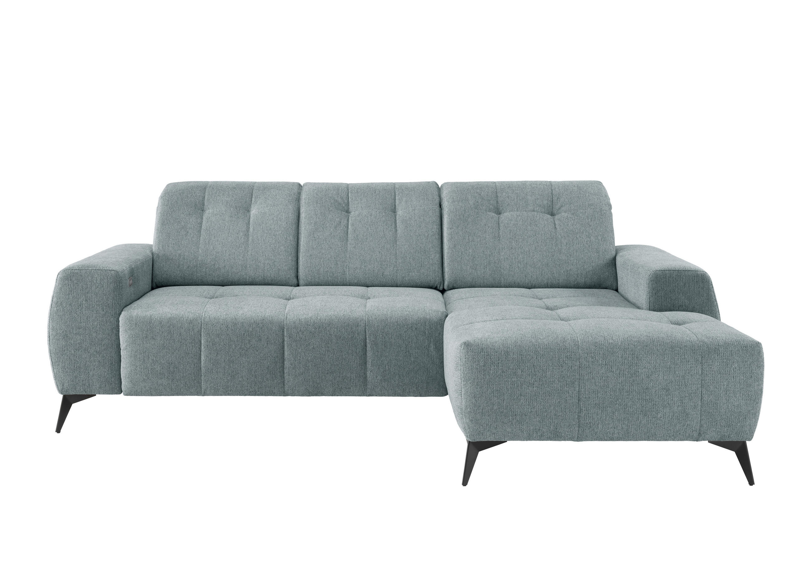 ECKSOFA  in Chenille Mintgrün  258/180 cm  - Schwarz/Mintgrün, MODERN, Textil/Metall (258/180cm) - Livetastic