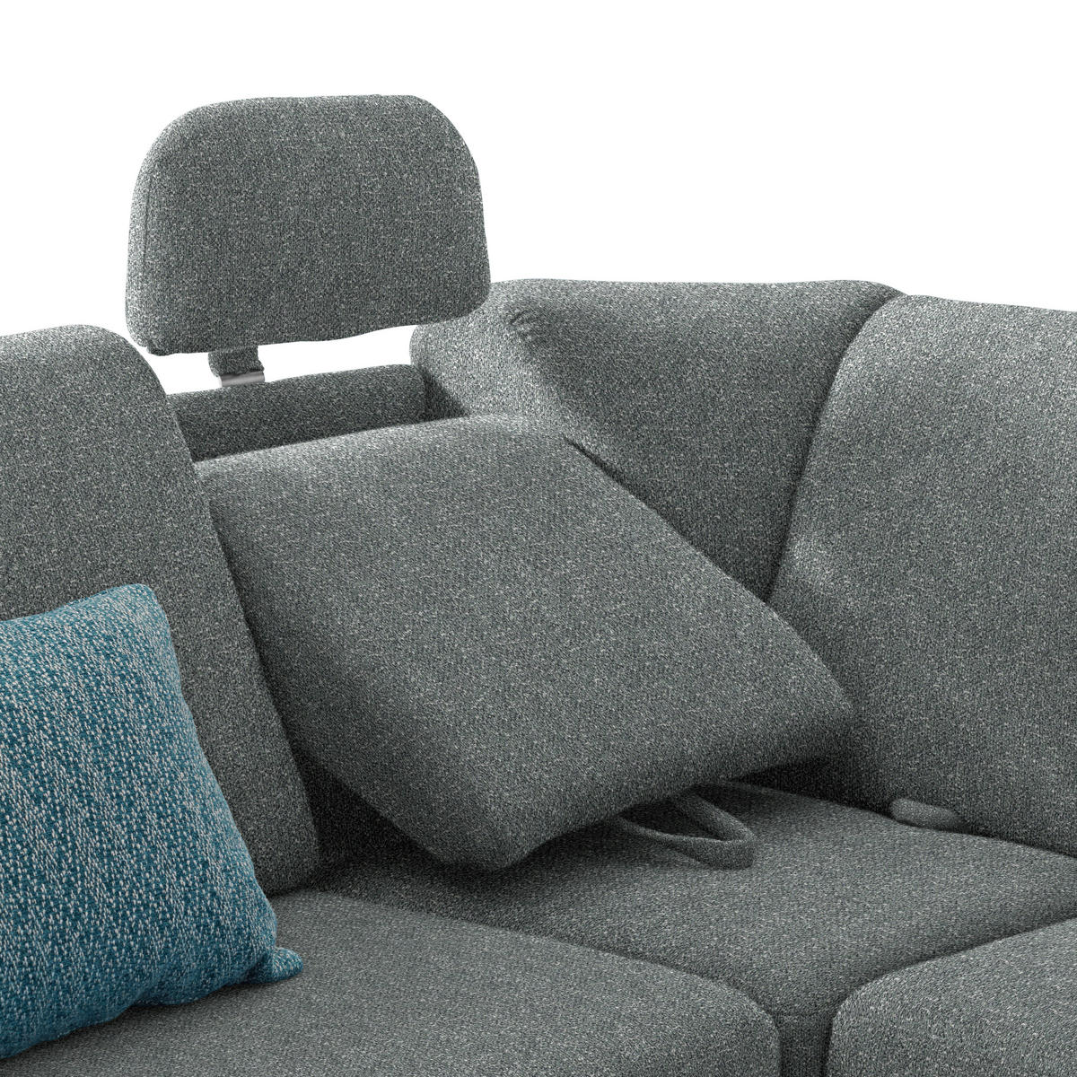 WOHNLANDSCHAFT  in Mikrovelours Graugrün  - Alufarben/Graugrün, KONVENTIONELL, Kunststoff/Textil (236/322/158cm) - Sedda