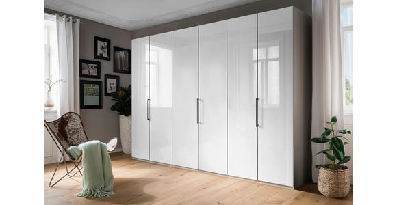 FALTTÜRENSCHRANK 300/216/58 cm 6-türig Grau, Weiß - Schieferfarben/Weiß, KONVENTIONELL, Glas/Holzwerkstoff (300/216/58cm) - Novel