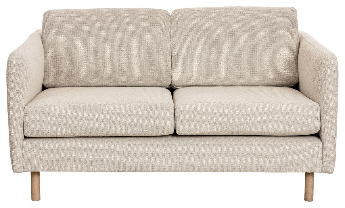2-SITS SOFFA i trä, metall, textil ljusgrå  - ek Bianco/ljusgrå, Design, metall/trä (144/68/92cm) - Pure Home Comfort
