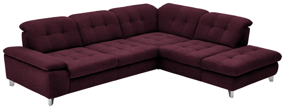 ECKSOFA in Chenille Aubergine  - Chromfarben/Aubergine, Design, Textil/Metall (310/260cm) - Beldomo Speed