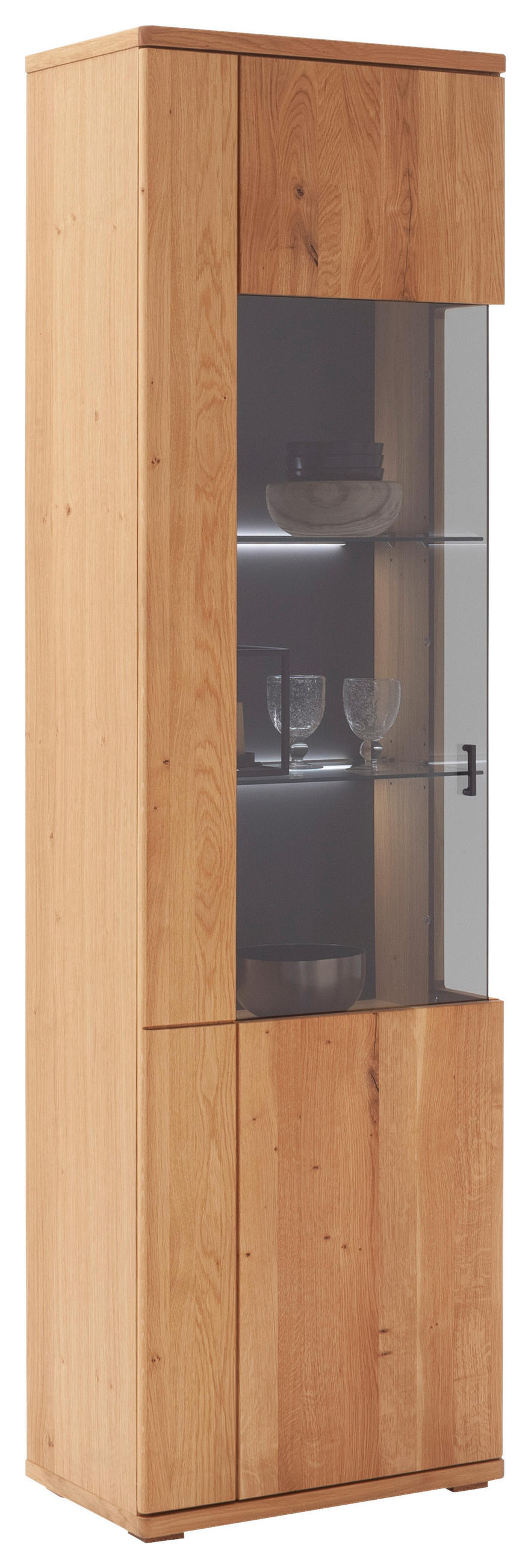 VITRINE Wildeiche  60/209/37 cm  - Wildeiche/Anthrazit, Natur, Glas/Holz (60/209/37cm) - Linea Natura