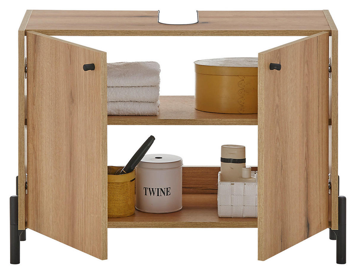 WASCHBECKENUNTERSCHRANK 80/60/36 cm  - Eichefarben/Schwarz, Modern, Holzwerkstoff/Kunststoff (80/60/36cm) - MID.YOU