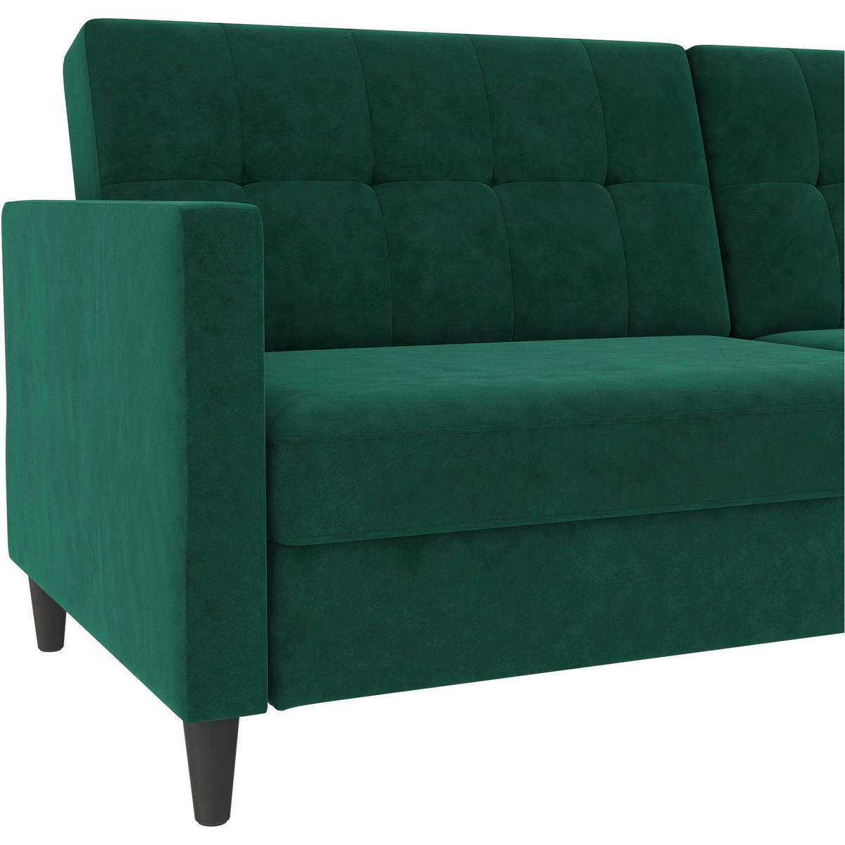 SCHLAFSOFA HANNOVER in Samt Dunkelgrün Vintage, Skandinavisch, Modern  - Dunkelgrün/Schwarz, Basics, Kunststoff/Textil (203/82/83cm) - Livetastic