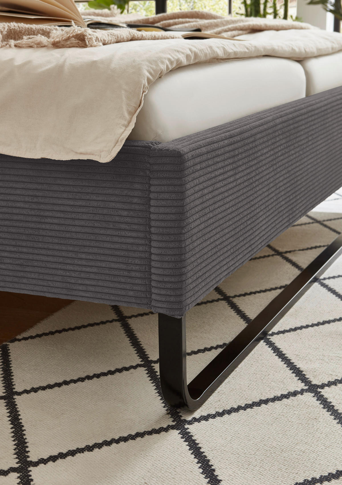 POLSTERBETT 180/200 cm  in Grau  - Schwarz/Grau, Basics, Textil/Metall (180/200cm) - Xora