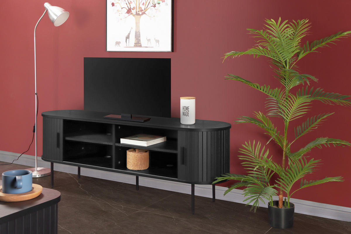 LOWBOARD  in 150/55/40 cm  - Schwarz, Design, Holzwerkstoff/Metall (150/55/40cm) - Livetastic