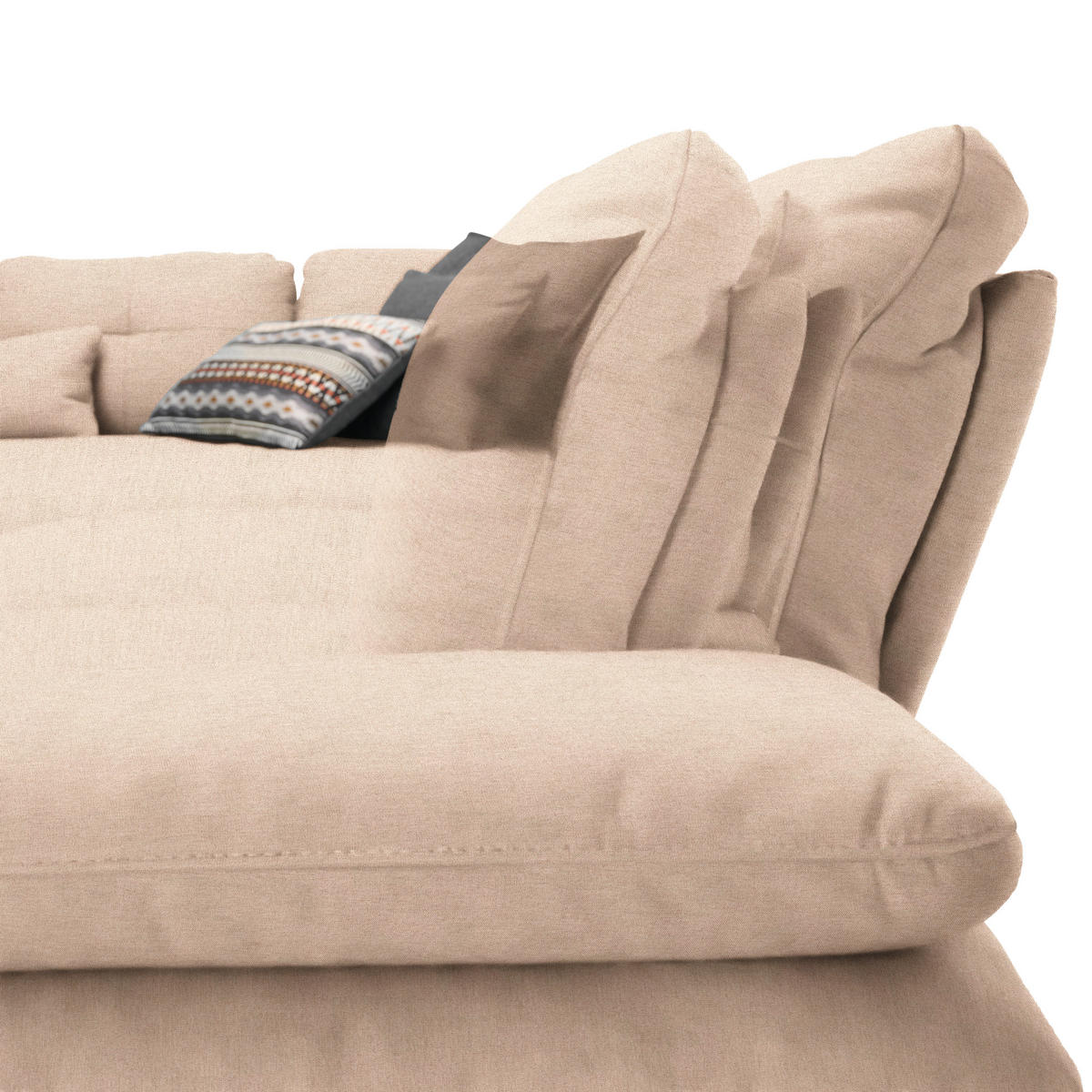 ECKSOFA in Flachgewebe Hellbraun  - Hellbraun/Schwarz, Design, Textil/Metall (271/344cm) - Chilliano