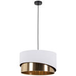 HÄNGELEUCHTE 45,5/120 cm  - Goldfarben/Weiß, MODERN, Kunststoff/Textil (45,5/120cm) - Novel