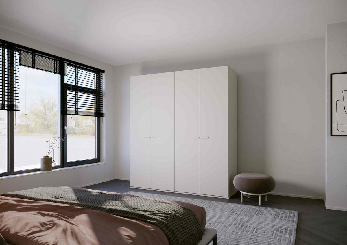 DREHTÜRENSCHRANK  in Hellgrau  - Hellgrau, Trend, Glas/Holzwerkstoff (201/235/60cm) - Novel