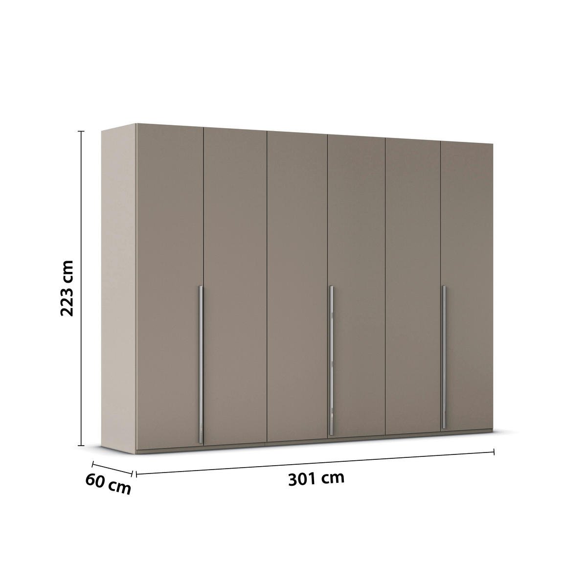 DREHTÜRENSCHRANK 301/223/60 cm 6-türig Fango  - Chromfarben/Fango, Design, Holzwerkstoff/Metall (301/223/60cm) - home24