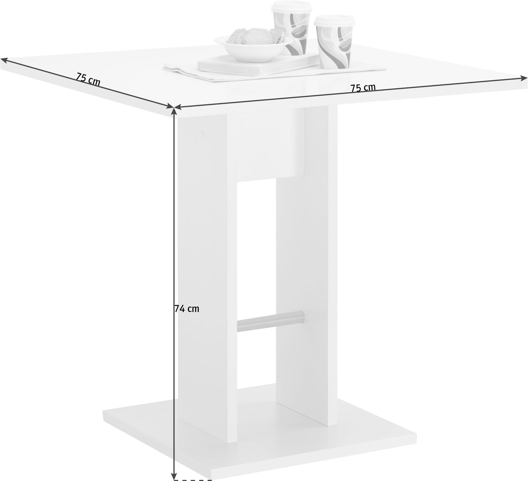 JEDÁLENSKÝ STÔL, biela, 75/75/74 cm - biela, Konventionell, kompozitné drevo (75/75/74cm) - Carryhome