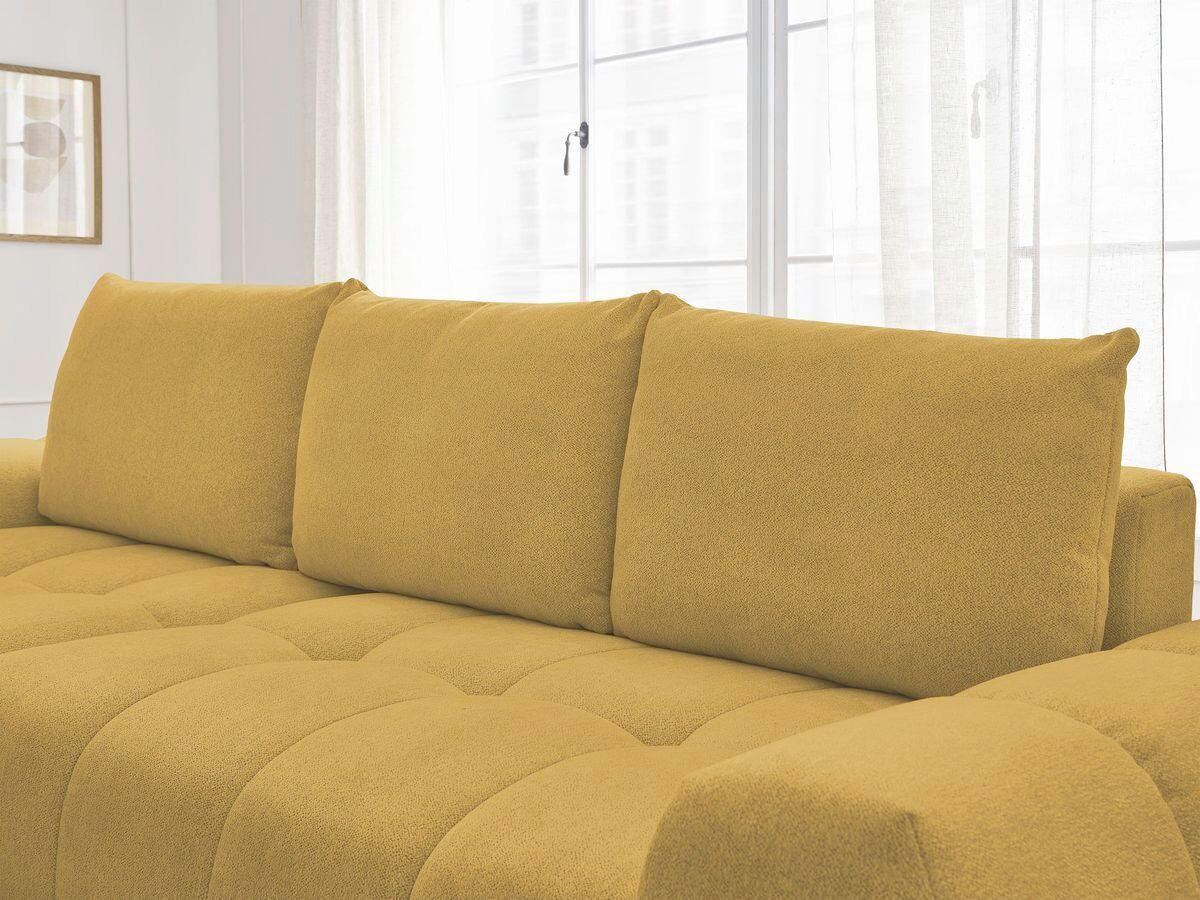 ECKSCHLAFSOFA EVEREST  mit Rücken echt, Armteil links, Armteil rechts Flachgewebe Gelb  - Gelb/Schwarz, MODERN, Kunststoff/Textil (180/318cm) - Livetastic