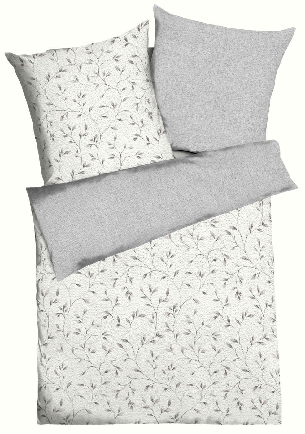 POSTELJNINA Leaf 140/200 cm mečkanka siva  - siva, Konvencionalno, tekstil (140/200cm) - Kaeppel