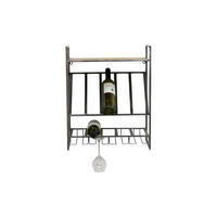 REGAL ZA VINO prirodne boje, crna  drvo, metal, drvni materijal   - prirodne boje/crna, Moderno, drvni materijal/drvo (45/55/26cm)