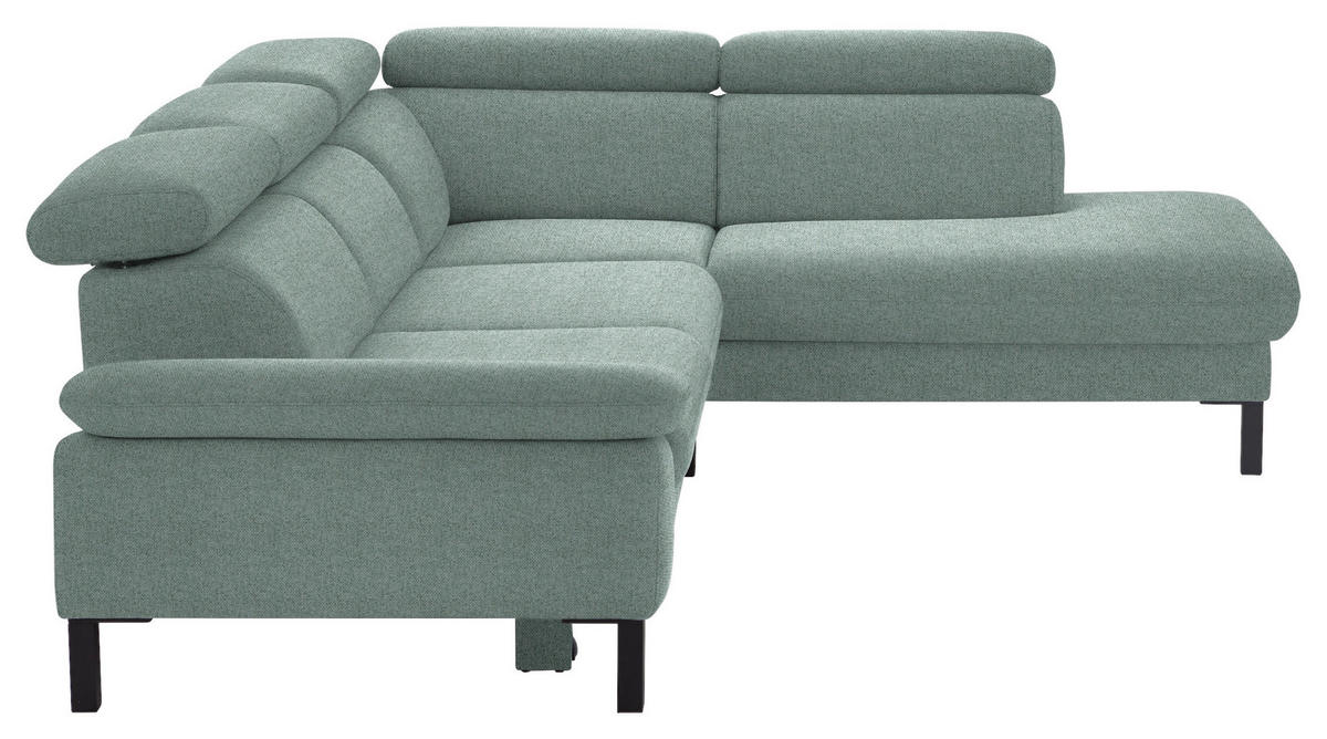 ECKSOFA in Flachgewebe Mintgrün  - Schwarz/Mintgrün, Design, Holzwerkstoff/Textil (272/217cm) - Pure Home Comfort